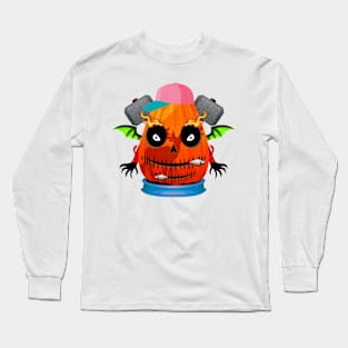 Spooky Halloween Pumpkin Head Long Sleeve T-Shirt